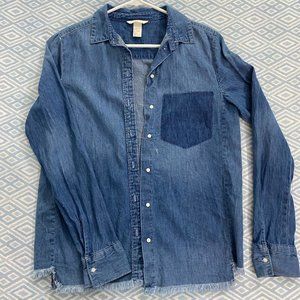 Jean long sleeve shirt with distressed details